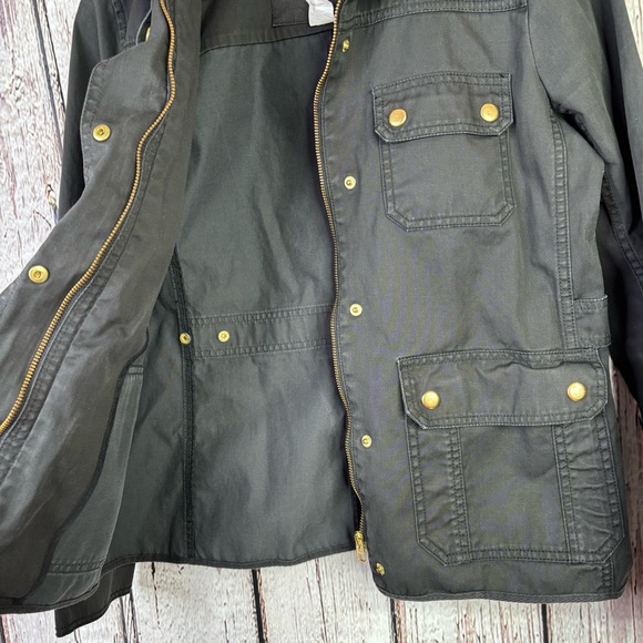 J. Crew Size Small Relaxed Boyfriend Field Jacket Cotton Black Utility Zip Snap - Picture 7 of 14